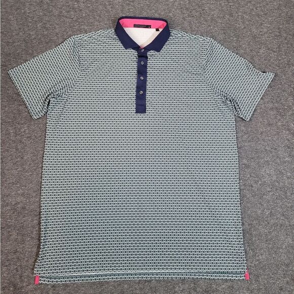 Greyson Wolf Tails Mens Golf Shirt XL Green Pattern Print Logo Club Embroidered - Picture 1 of 12